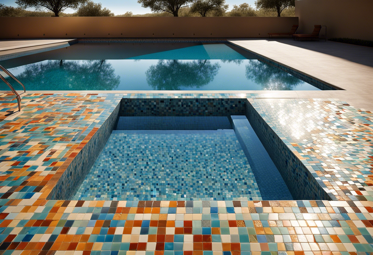 Peinture piscine sur mosaïque 
Application peinture sur mosaïque