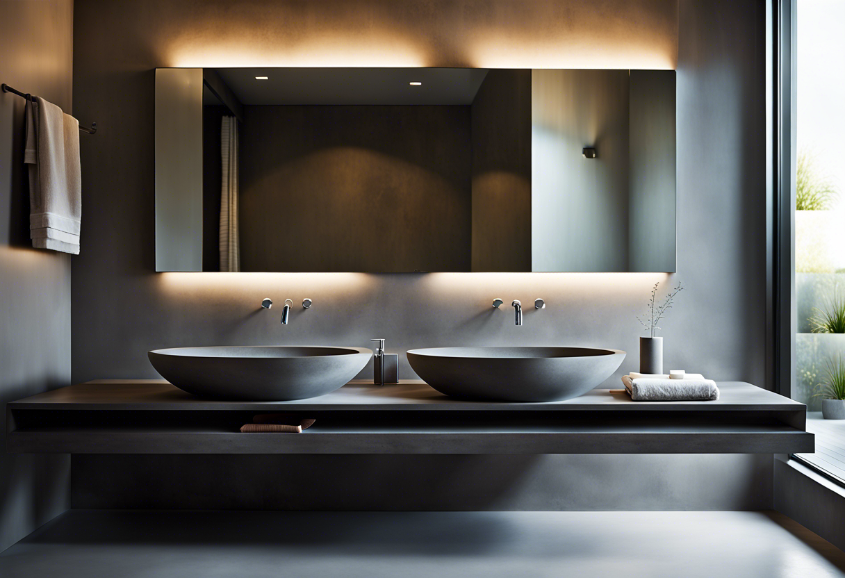 Vasque en béton ciré pour salle de bain Salle de bain avec vasque béton ciré