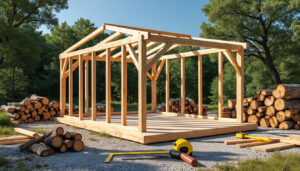 guide pratique pour construire un abri à bois extérieur robuste et esthétique, idéal pour protéger votre bois de chauffage des intempéries.